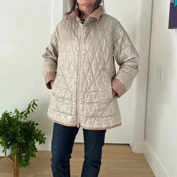 LINDA LUNDSTROM Vintage Reversible Zip Front Quilted Jacket Hip Length Casual - Picture 4 of 16